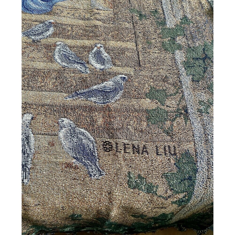 Lena Lui Angel Tapestry Wall Hanging Woven Textile Doves Religious Decor 51x68 - Picture 3 of 4